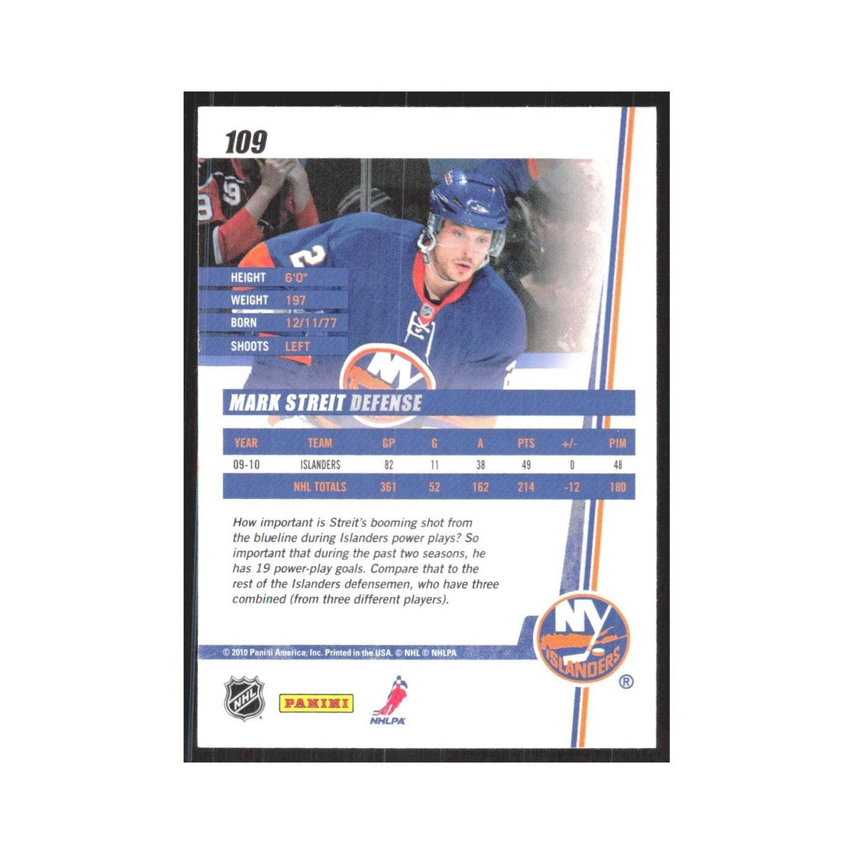2010 Donruss Mark Streit New York Islanders #109