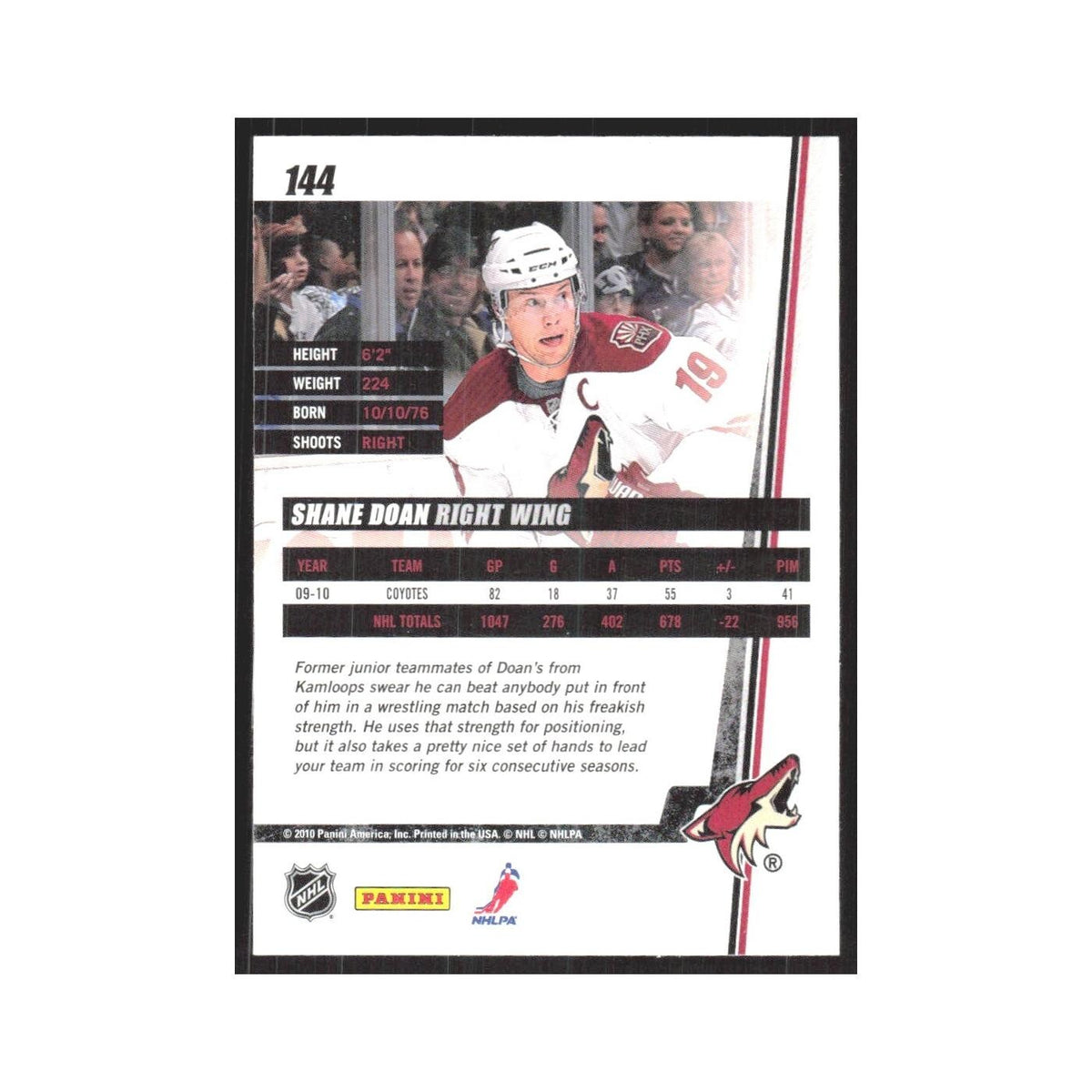 2010 Donruss Shane Doan Phoenix Coyotes #144