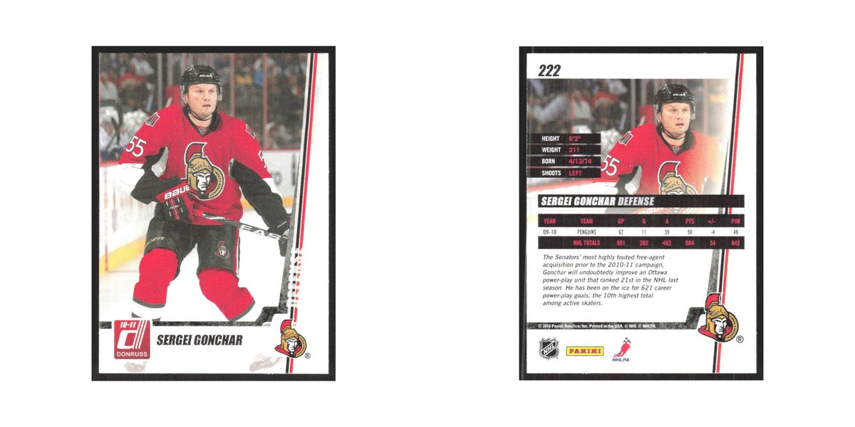 2010 Donruss Sergei Gonchar Ottawa Senators #222