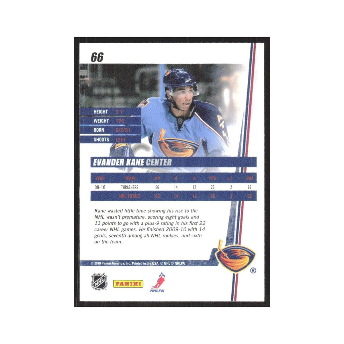 2010 Donruss Evander Kane Atlanta Thrashers #66