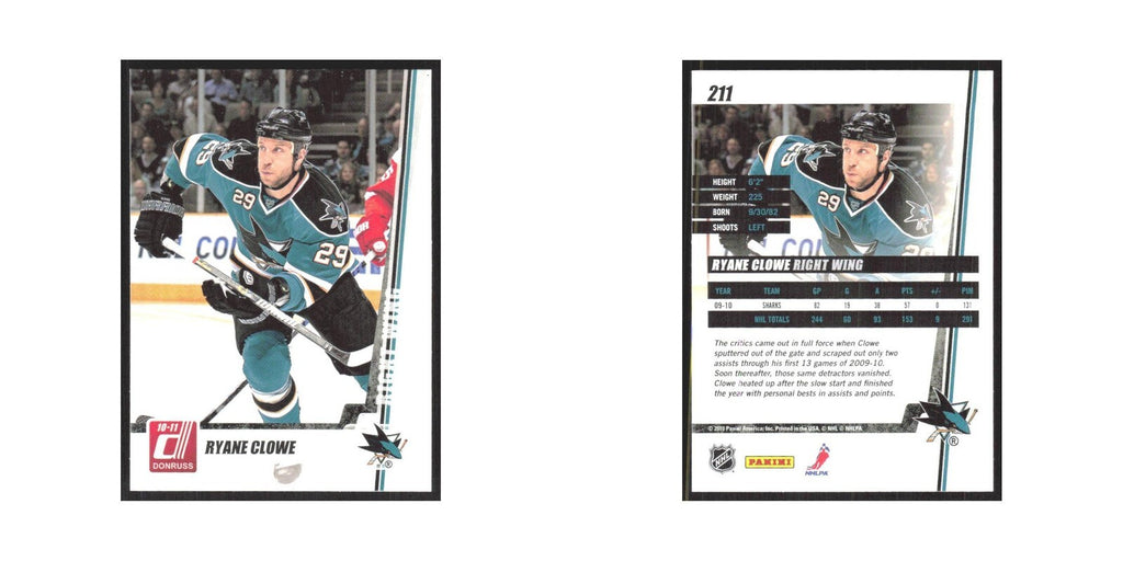 2010 Donruss Ryane Clowe San Jose Sharks #211