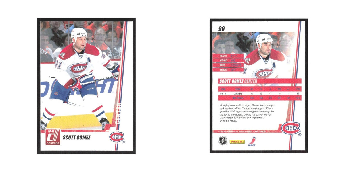 2010 Donruss Scott Gomez Montreal Canadiens #90