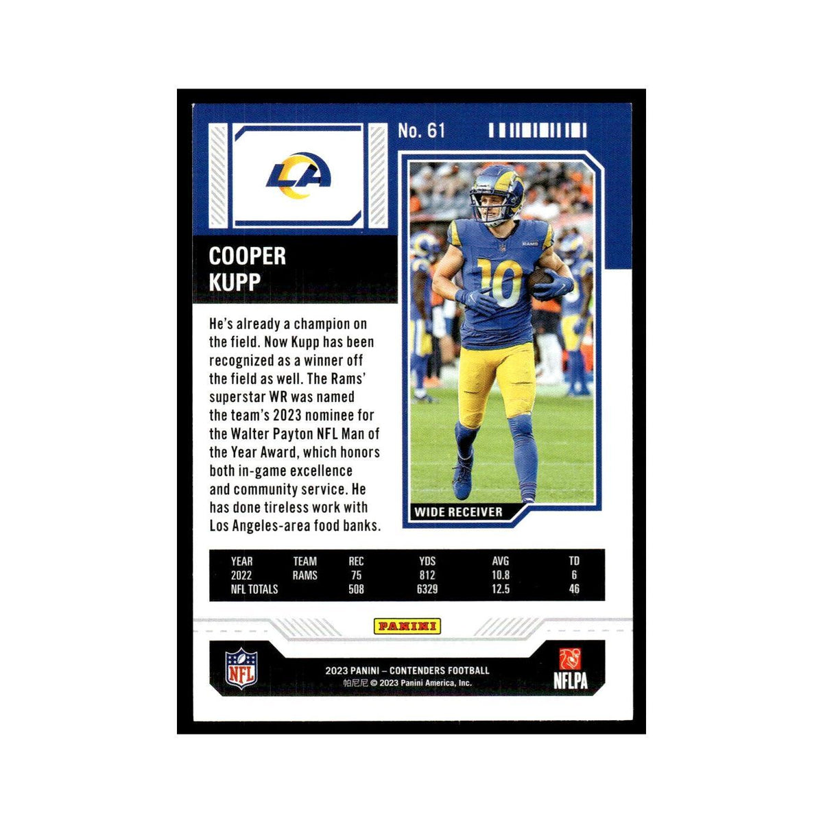 Cooper Kupp 2023 Panini Contenders #61 Los Angeles Rams Football Card NM