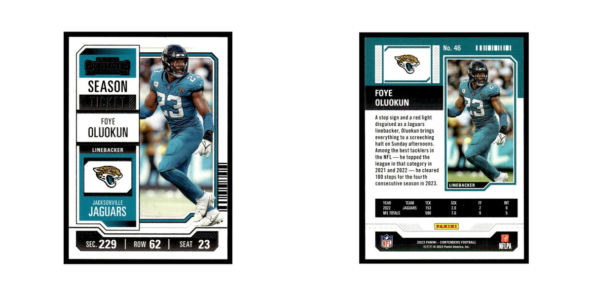 Foye Oluokun 2023 Panini Contenders #46 Jacksonville Jaguars Football Card NM