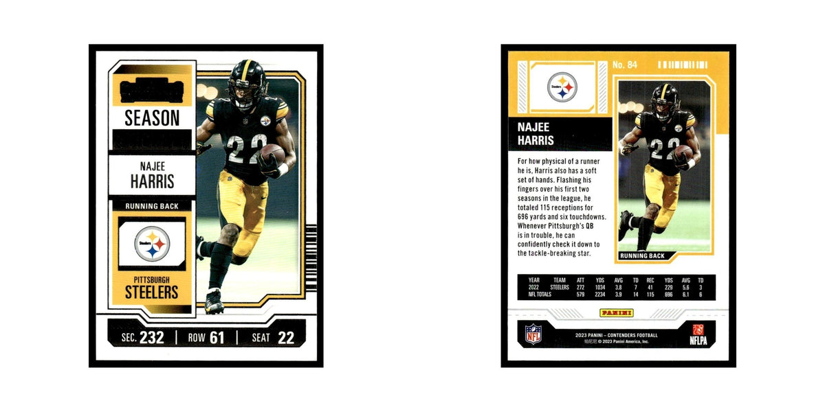 Najee Harris 2023 Panini Contenders #84 Pittsburgh Steelers Football Card NM