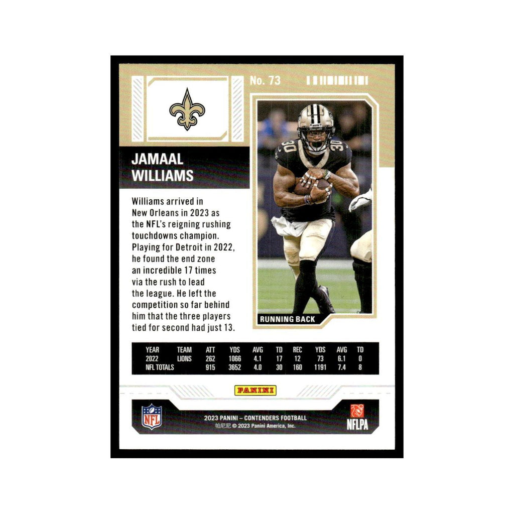 Jamaal Williams 2023 Panini Contenders Bronze #73 New Orleans Saints NM