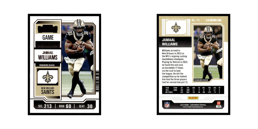 Jamaal Williams 2023 Panini Contenders Bronze #73 New Orleans Saints NM