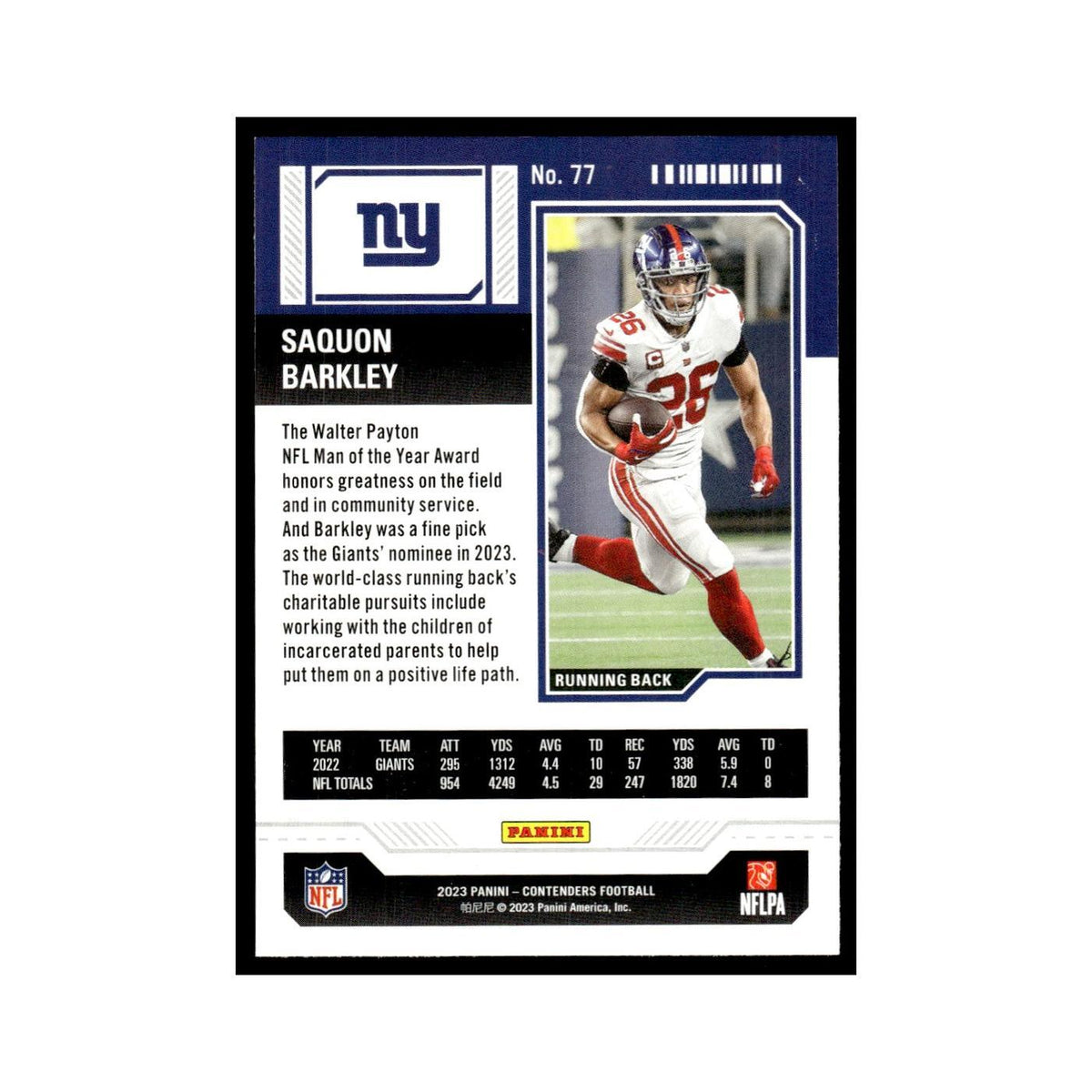 Saquon Barkley 2023 Panini Contenders #77 New York Giants Football Card NM
