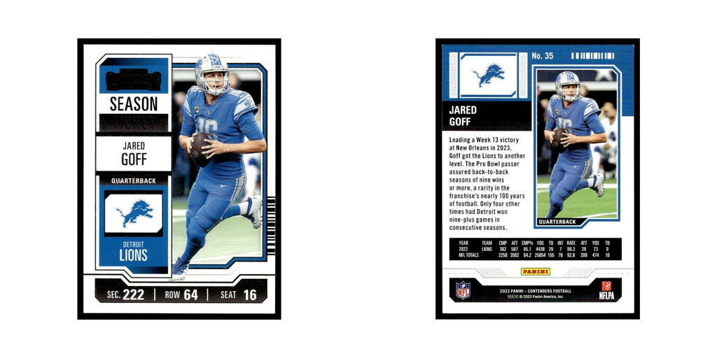 Jared Goff 2023 Panini Contenders #35 Detroit Lions Football Card NM