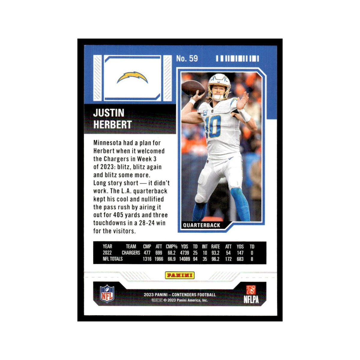 Justin Herbert 2023 Panini Contenders Pink #59 Los Angeles Chargers NM