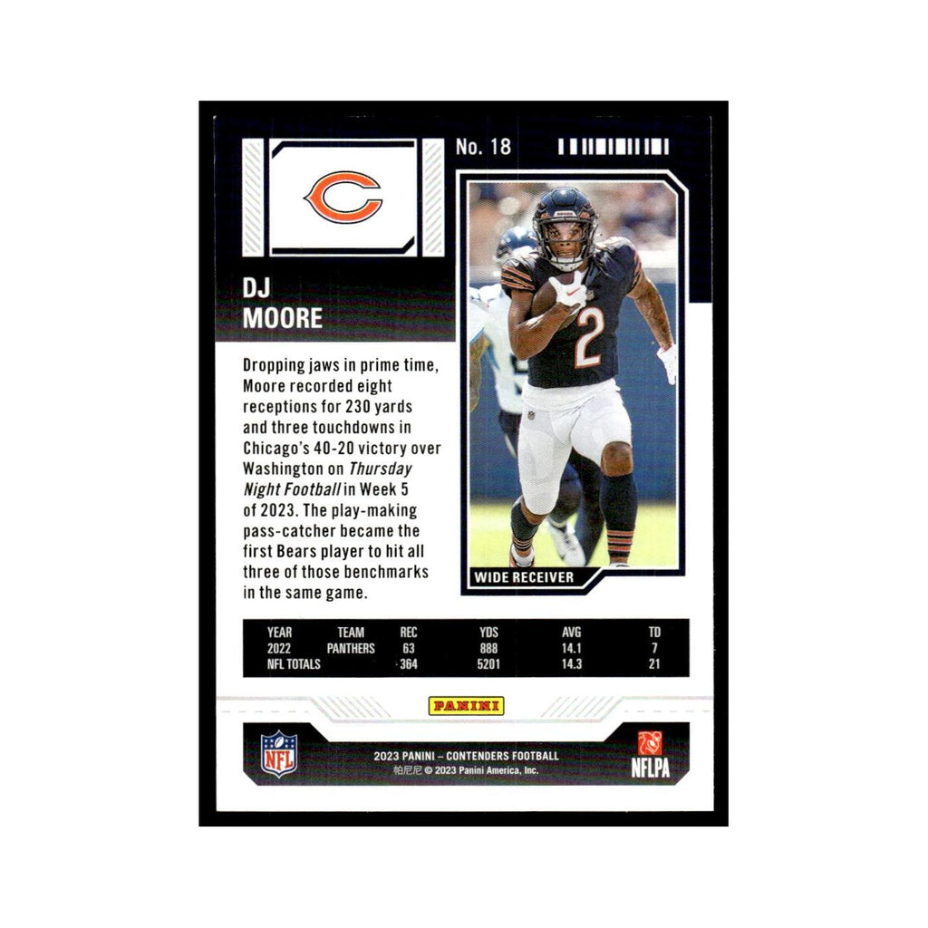 DJ Moore 2023 Panini Contenders Pink #18 Chicago Bears Football Card NM