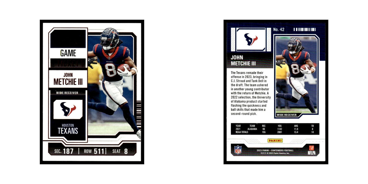 John Metchie III 2023 Panini Contenders Pink #42 Houston Texans Football Card NM