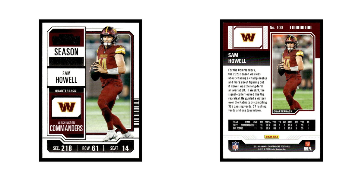 Sam Howell 2023 Panini Contenders #100 Washington Commanders Football Card NM
