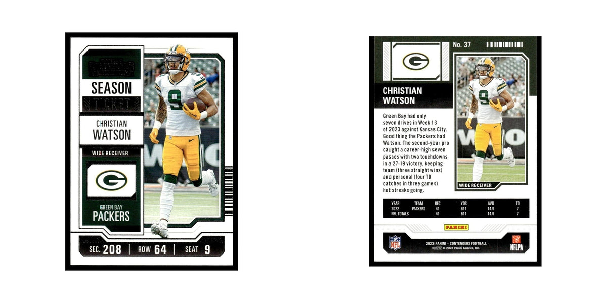 Christian Watson 2023 Panini Contenders #37 Green Bay Packers Football Card NM