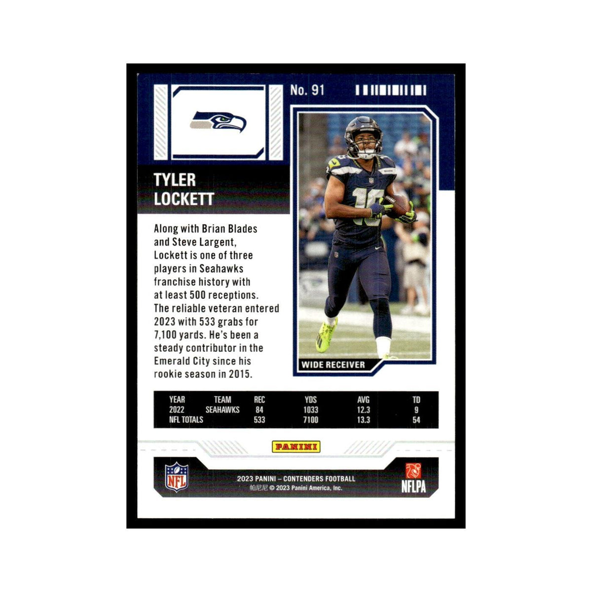 Tyler Lockett 2023 Panini Contenders #91 Seattle Seahawks Football Card NM