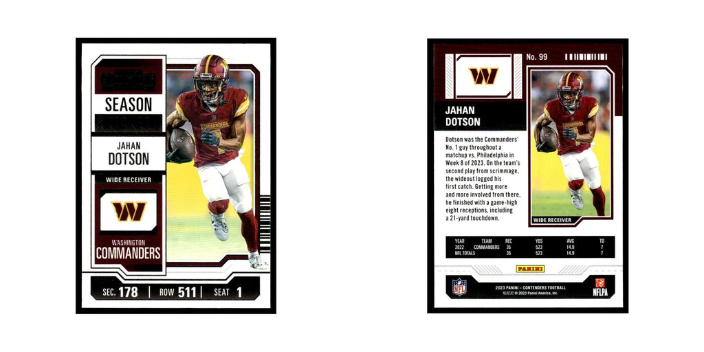 Jahan Dotson 2023 Panini Contenders #99 Washington Commanders Football Card NM