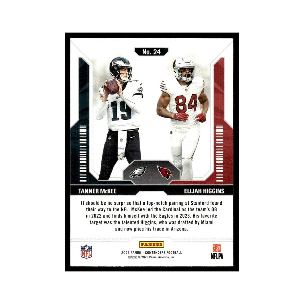 Elijah Higgins   Tanner McKee 2023 Panini Contenders #24 Football Card NM