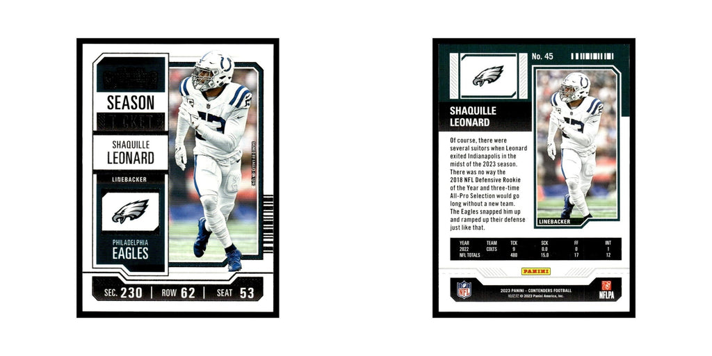 Shaquille Leonard 2023 Panini Contenders #45 Philadelphia Eagles NM