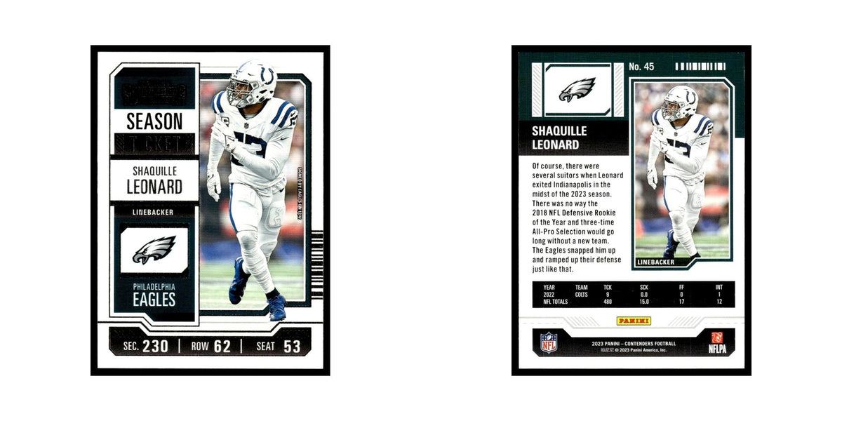 Shaquille Leonard 2023 Panini Contenders #45 Philadelphia Eagles NM