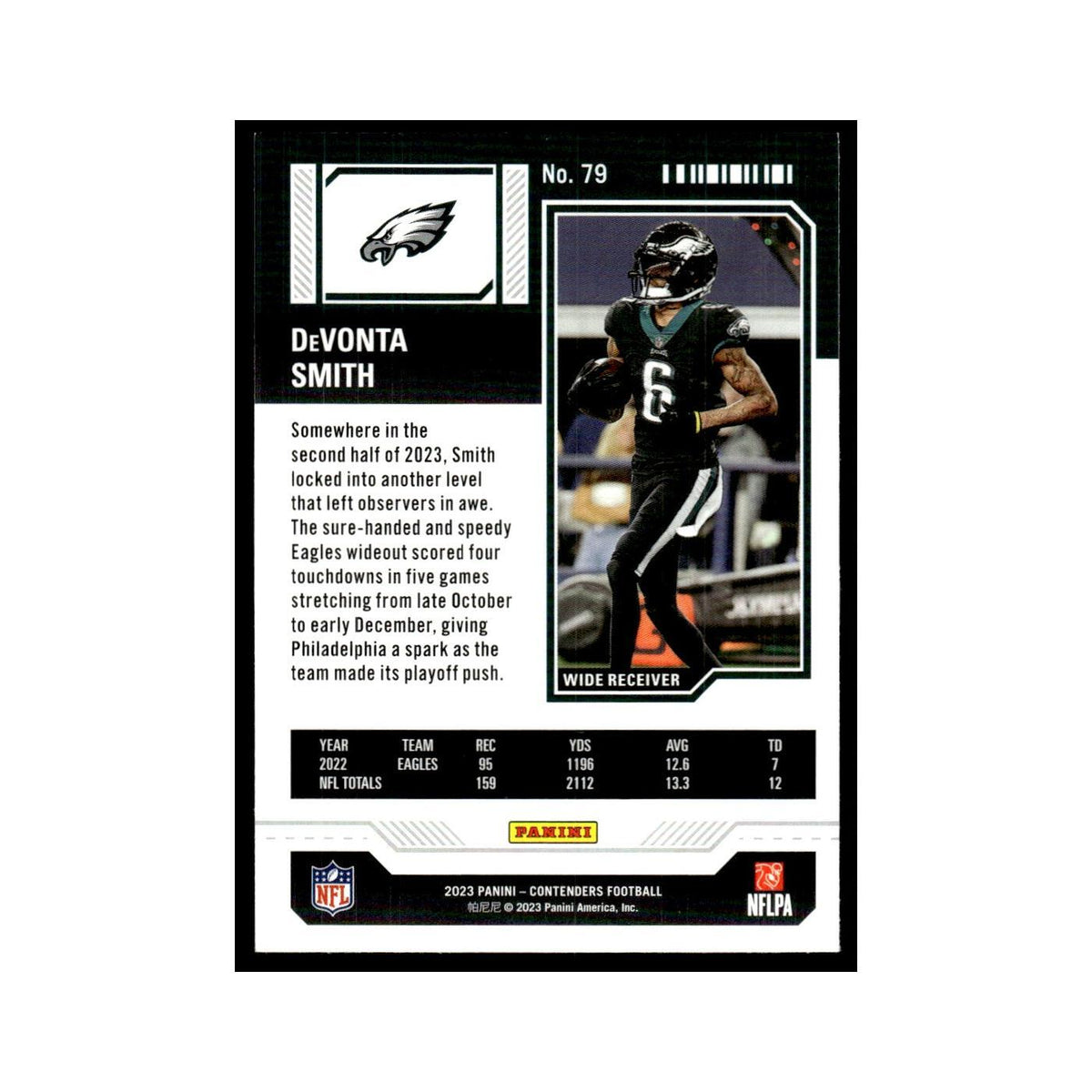 DeVonta Smith 2023 Panini Contenders #79 Philadelphia Eagles Football Card NM