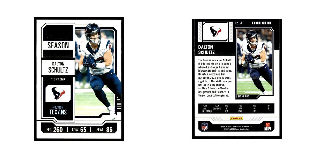 Dalton Schultz 2023 Panini Contenders #41 Houston Texans Football Card NM