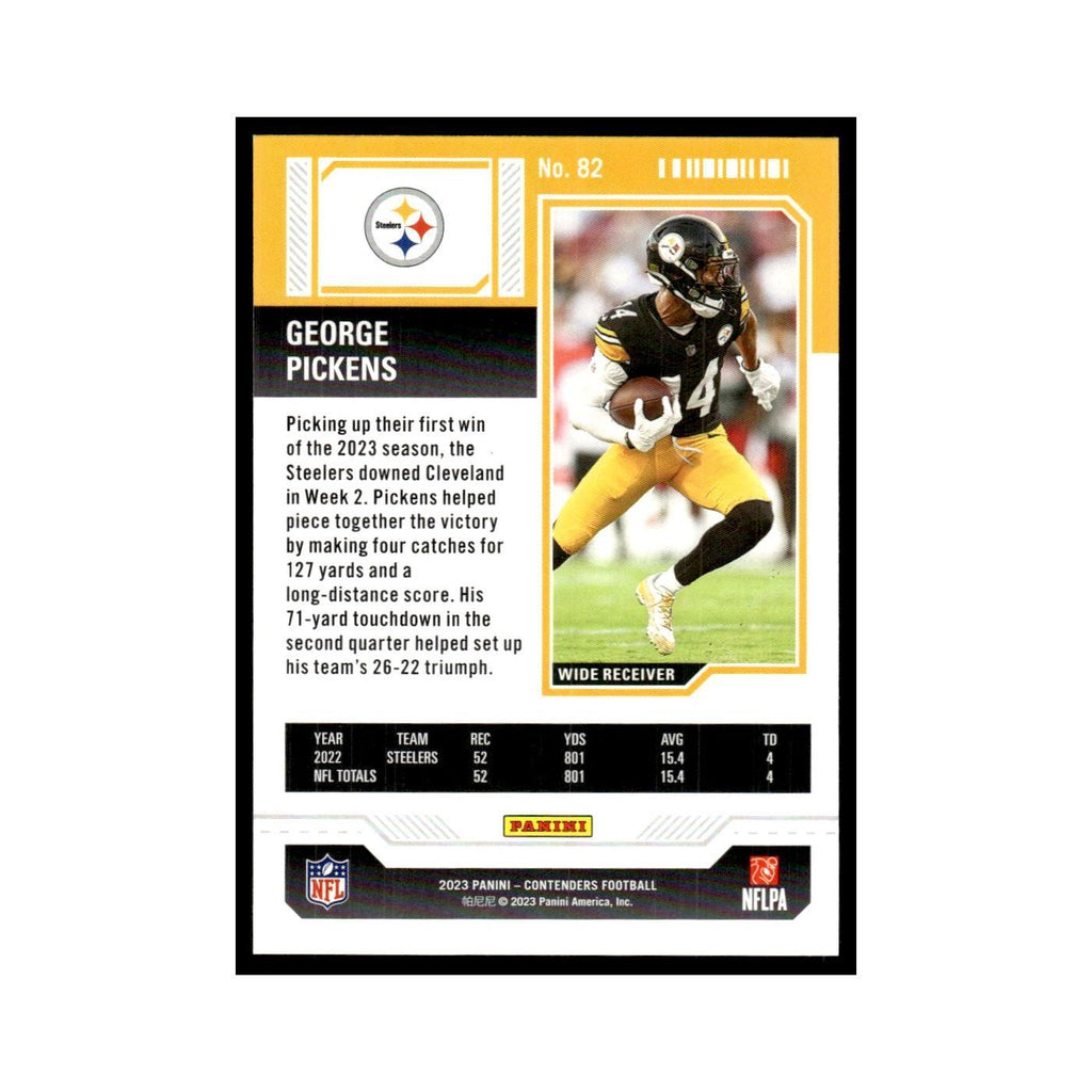 George Pickens 2023 Panini Contenders #82 Pittsburgh Steelers Football Card NM