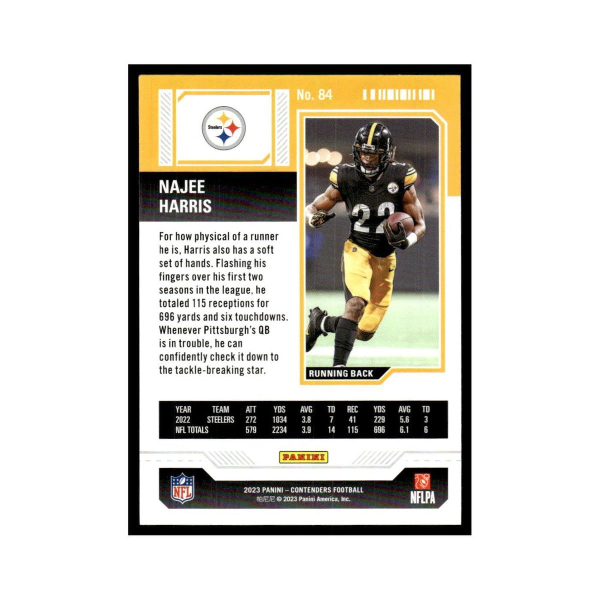Najee Harris 2023 Panini Contenders Pink #84 Pittsburgh Steelers NM