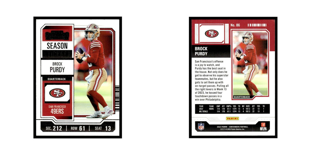 Brock Purdy 2023 Panini Contenders #86 San Francisco 49ers Football Card NM