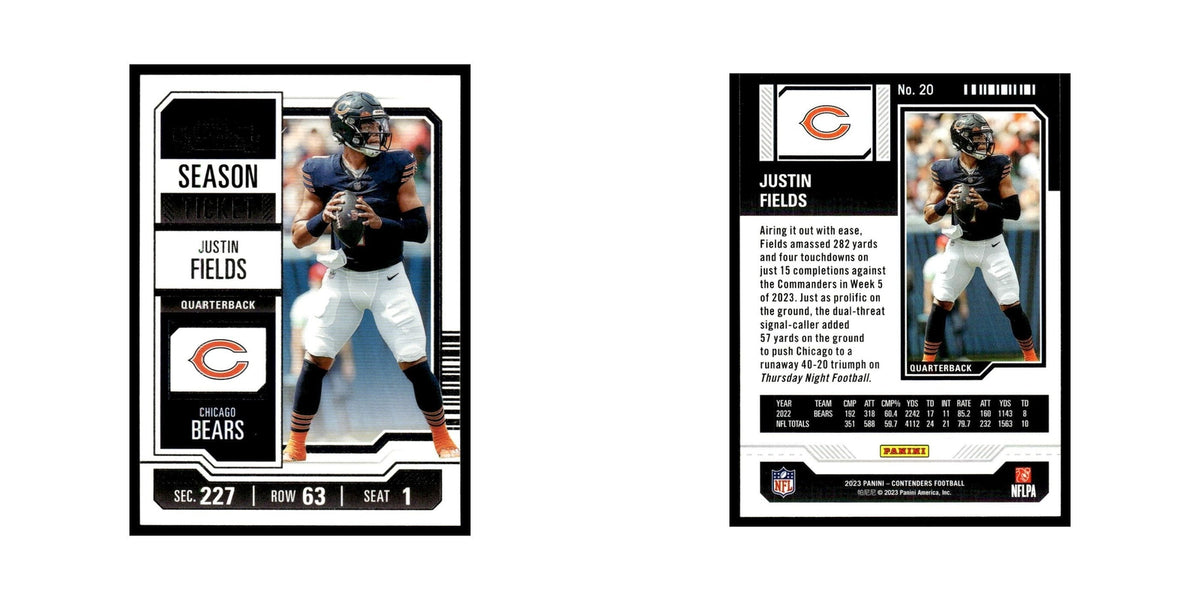 Justin Fields 2023 Panini Contenders #20 Chicago Bears Football Card NM