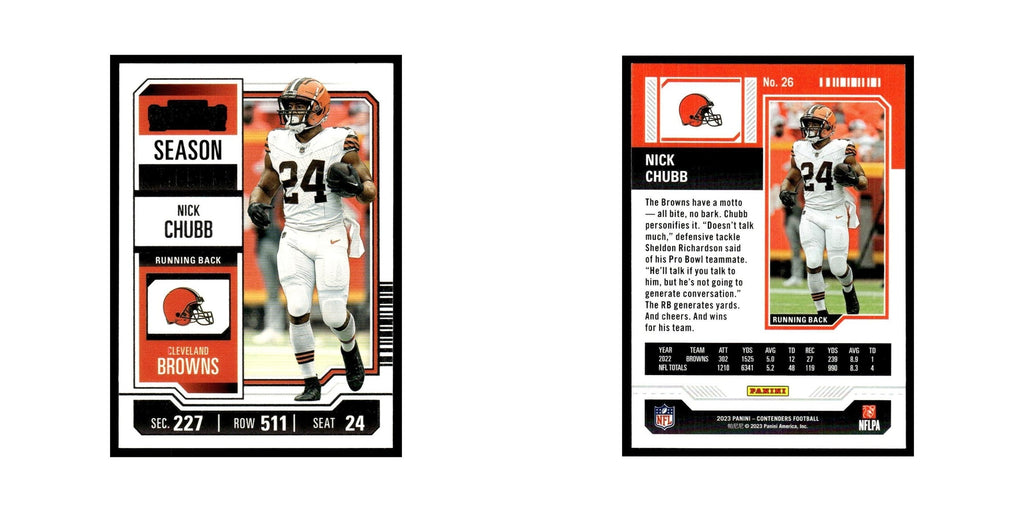 Nick Chubb 2023 Panini Contenders #26 Cleveland Browns Football Card NM