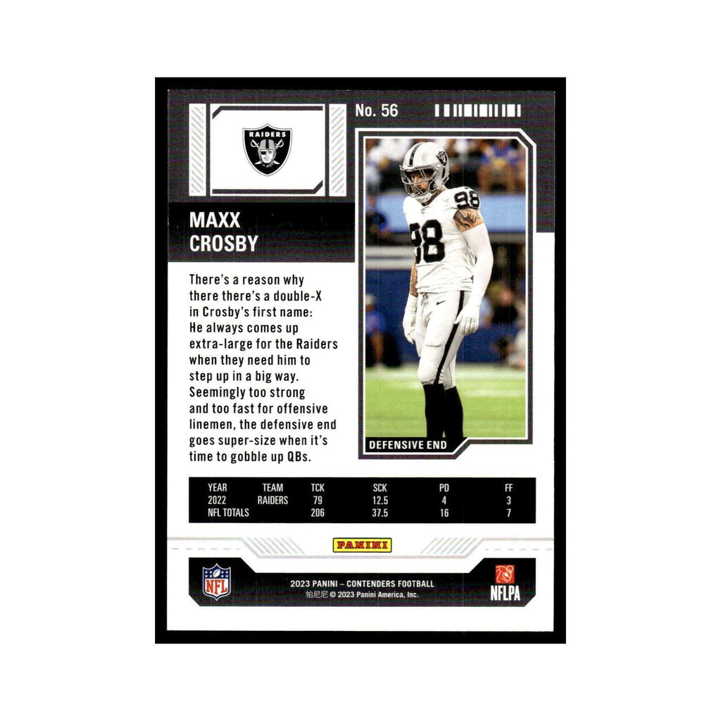 Maxx Crosby 2023 Panini Contenders #56 Las Vegas Raiders Football Card NM