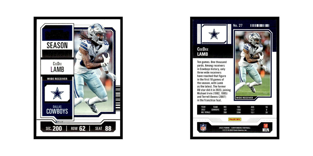 CeeDee Lamb 2023 Panini Contenders #27 Dallas Cowboys Football Card NM