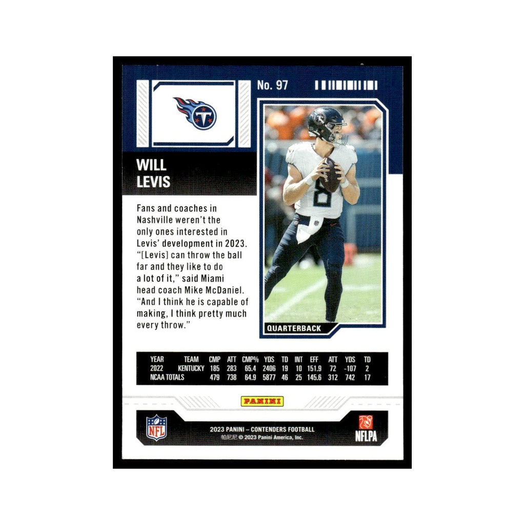 Will Levis 2023 Panini Contenders #97 Tennessee Titans Football Card NM