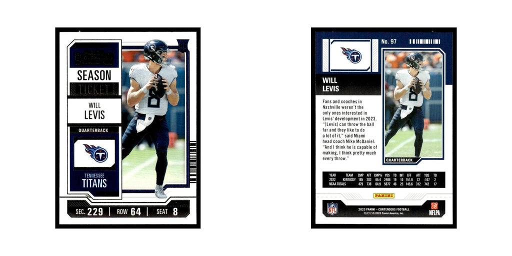 Will Levis 2023 Panini Contenders #97 Tennessee Titans Football Card NM