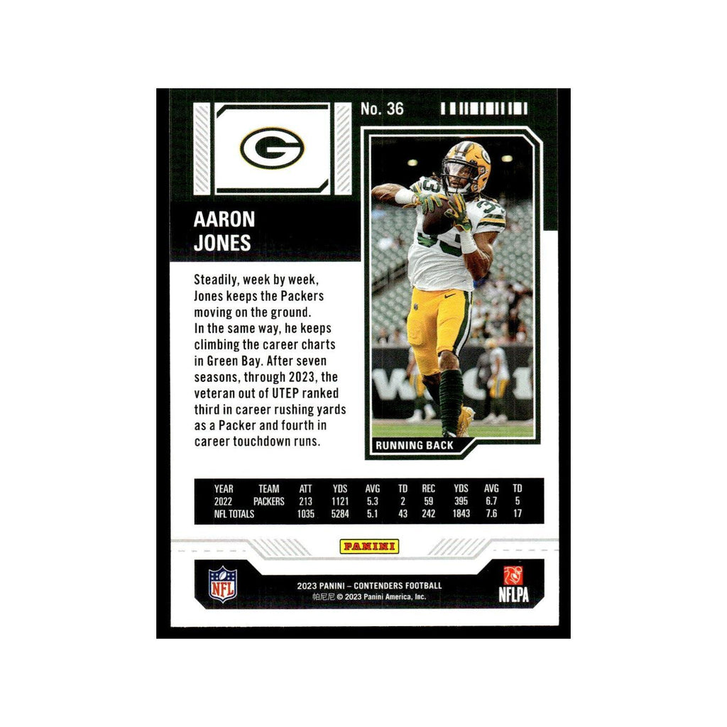 Aaron Jones 2023 Panini Contenders #36 Green Bay Packers Football Card NM