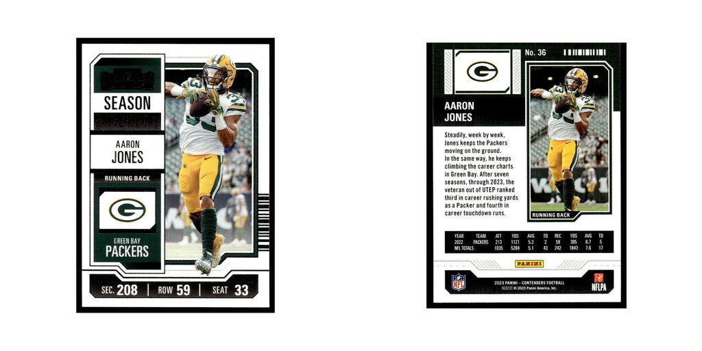 Aaron Jones 2023 Panini Contenders #36 Green Bay Packers Football Card NM