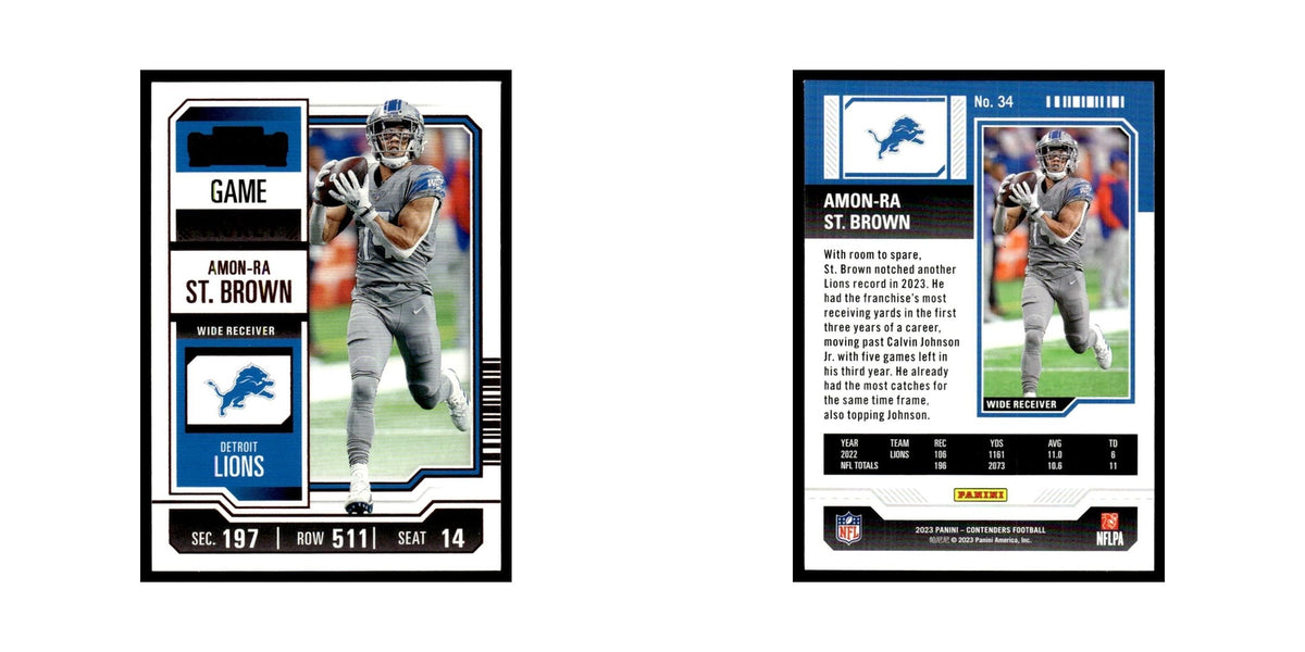 Amon-Ra St. Brown 2023 Panini Contenders Pink #34 Detroit Lions Football Card NM