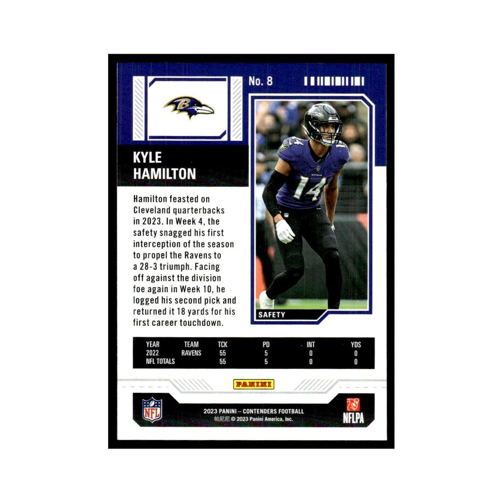 Kyle Hamilton 2023 Panini Contenders #8 Baltimore Ravens Football Card NM
