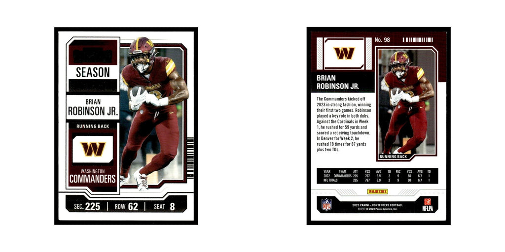 Brian Robinson Jr. 2023 Panini Contenders #98 Washington Commanders NM