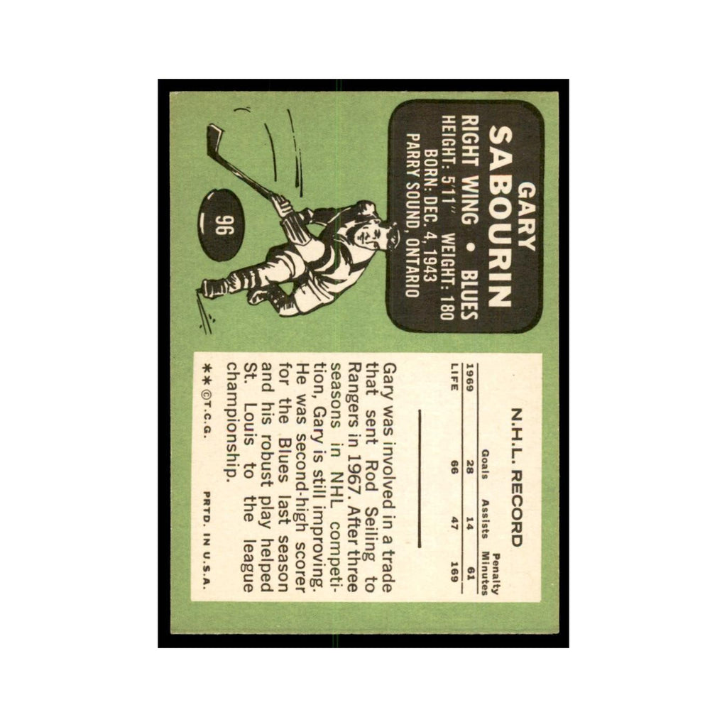 1970 Topps Gary Sabourin St. Louis Blues #96