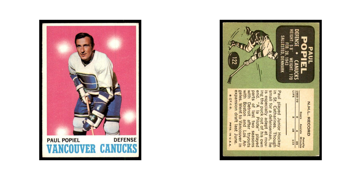 1970 Topps Poul Popiel Vancouver Canucks #122