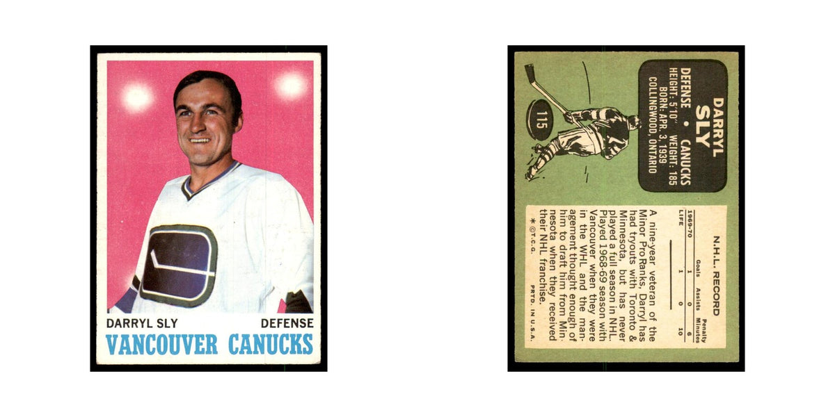 1970 Topps Darryl Sly RC Vancouver Canucks #115