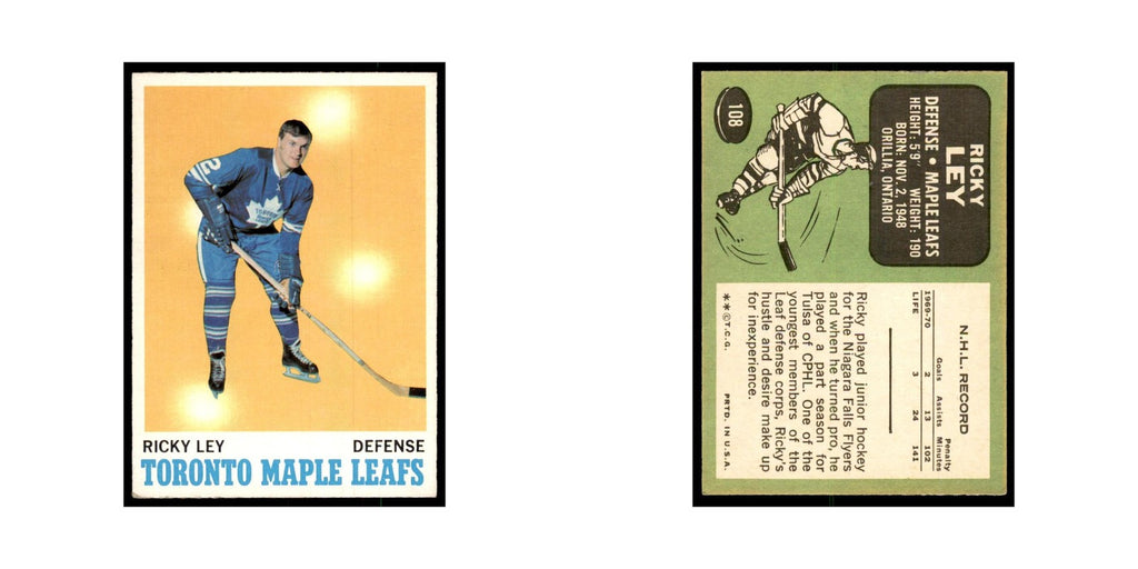 1970 Topps Rickey Ley Toronto Maple Leafs #108