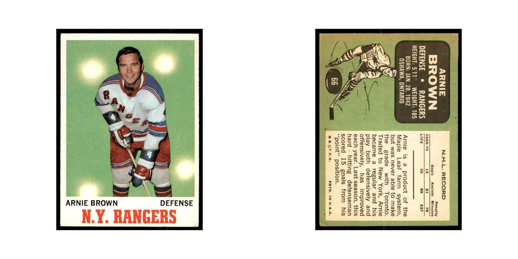 1970 Topps Arnie Brown New York Rangers #66
