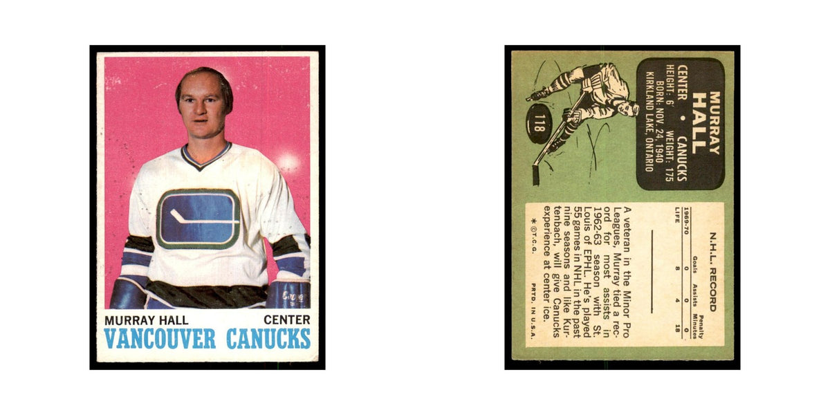 1970 Topps Murray Hall Vancouver Canucks #118