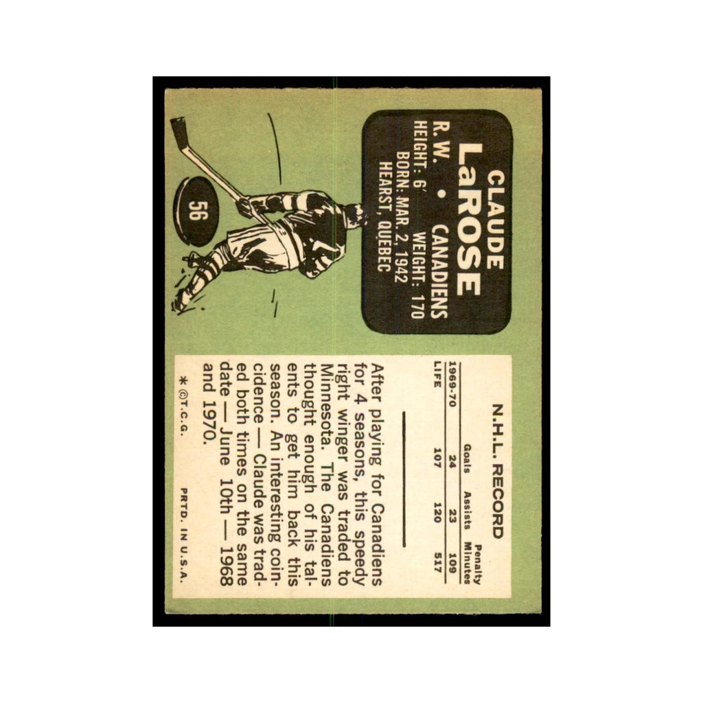 1970 Topps Claude Larose Montreal Canadiens #56
