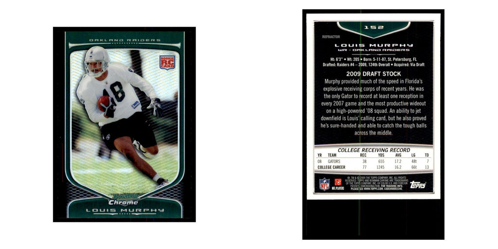 2009 Bowman Chrome Refractors Louis Murphy RC Football Cards #152