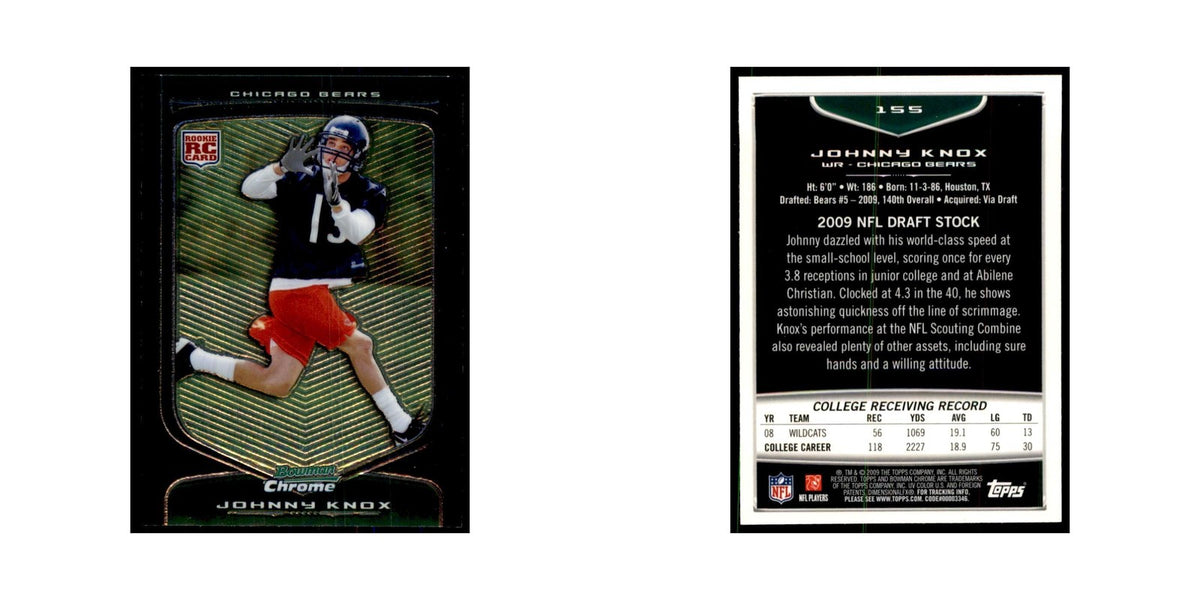 2009 Bowman Chrome Refractors Johnny Knox RC Football Cards #155