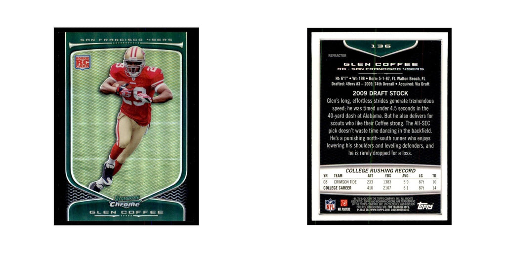 2009 Bowman Chrome Refractors Glen Coffee RC Football Cards #136