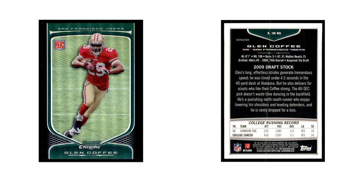 2009 Bowman Chrome Refractors Glen Coffee RC Football Cards #136